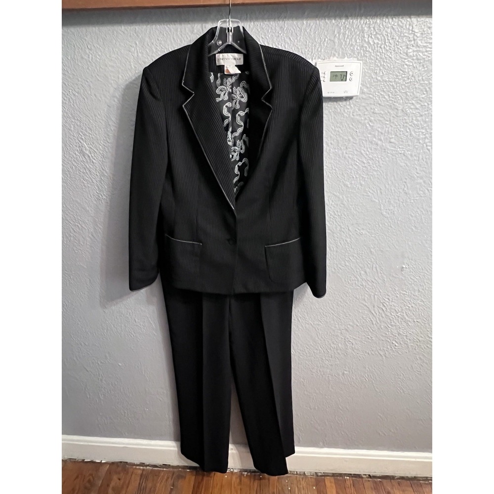 Jones New York Black White Striped Pant Suit Size 10 Women